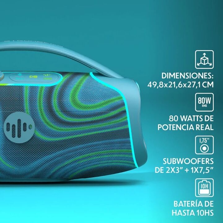 Parlante Portatil Boombox Stromberg Mega Force Bluetooth 80w - Vista 4