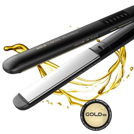 GA.MA PLANCHA P/CABELLO CP14 LED DUAL PLATES GOLD ION (9502)