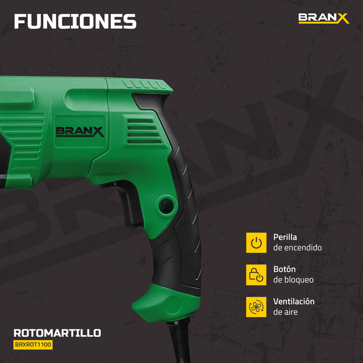 Rotomartillo Taladro Percutor 1100w Branx Con Accesorios - Vista 5