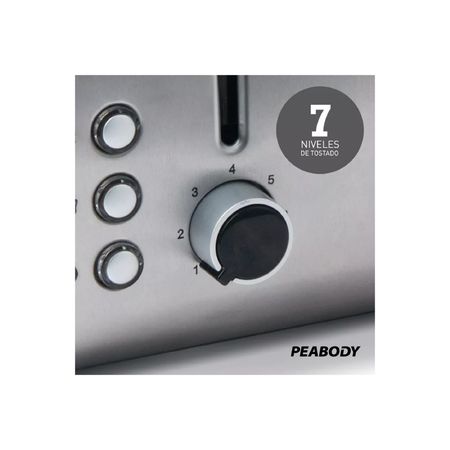 Tostadora 4 Panes Peabody PE-T8520 Color Acero inoxidable