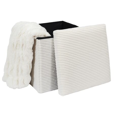 PUFF ORGANIZADOR PROLINE SCOTT BEIGE 38CM PLEGABLE CON BAUL HD0276