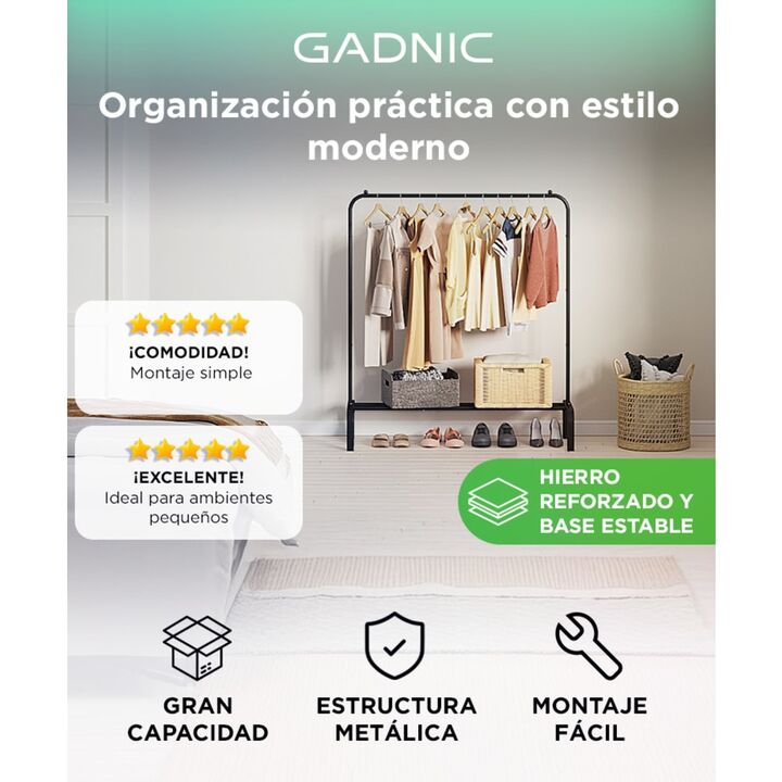 Perchero de Hierro Gadnic Reforzado Exhibidor Base Inferior - Vista 2
