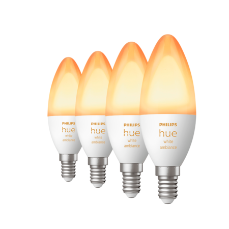 Pack x4 Lampara Led Smart Vela Philips Hue E14 Blanca 5.2w