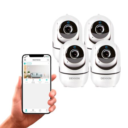 Combo de Camaras De Seguridad Wifi Domo Full HD 1080 px Dekkin Interior Visión 360° x4