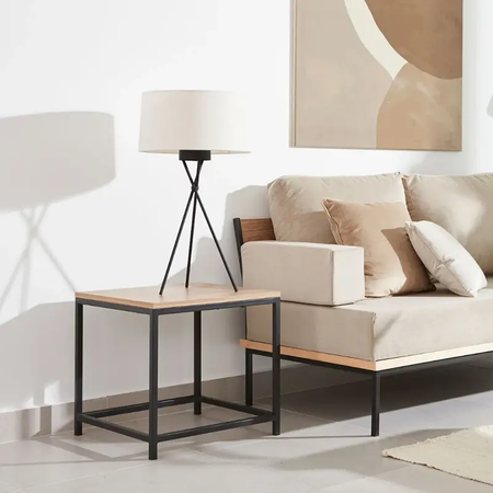 Mesa Alta Silcar Luci Menila Caño Negro Tapa Roble Americano