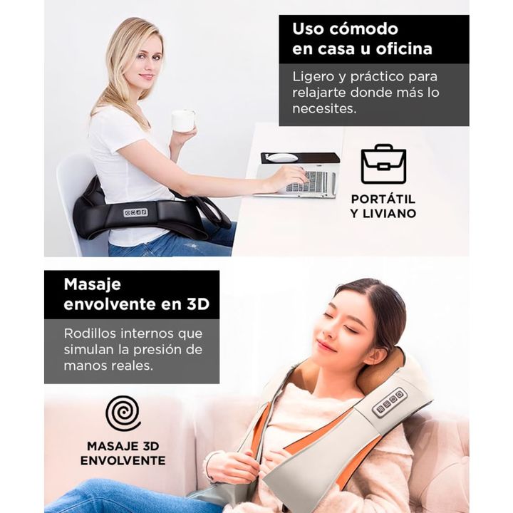 Masajeador Gris Claro Gadnic Ombu Cervical y Lumbar Shiatsu Terapia de Calor - Vista 4