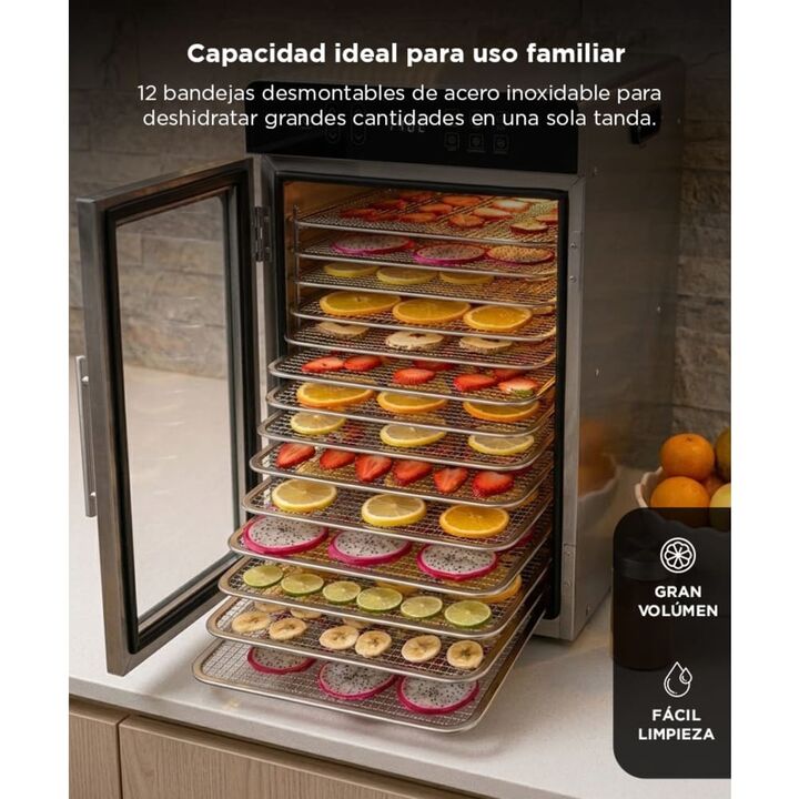 Deshidratador de Alimentos Cuk By Gadnic 12 Bandejas Desmontables 630W Display Digital - Vista 3