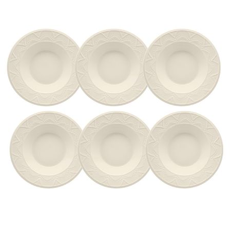 Set X6 Platos Hondo 23cm Serena Cream Oxford