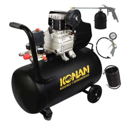 Compresor De Aire Konan 50L 2HP Eléctrico Profesional Negro
