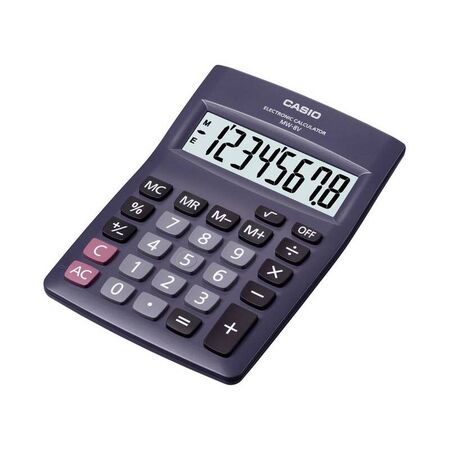 CALCULADORA DE ESCRITORIO CASIO MW-8V - NEGRA, MINI, 8 DIGITOS, DISPLAY EXTRA GRANDE, PILA AA