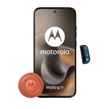 Celular Motorola Moto G77 256/8GB NFC Negro + Localizador Moto TAG 2 GPS Naranja