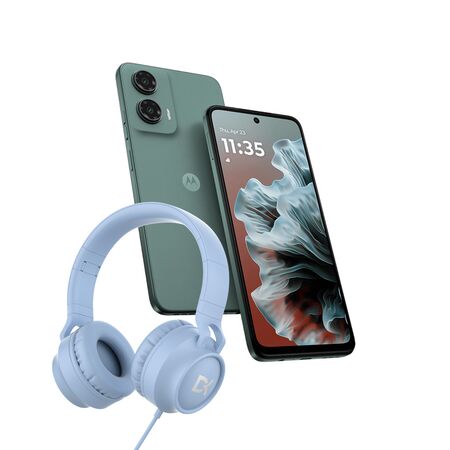 Combo de Celular Motorola Moto G35 Gris 4+256gb + Auriculares Vincha Celeste Dekkin