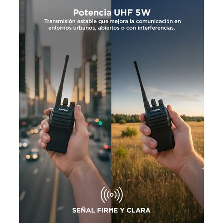 Handy Baofeng BF-999S 5w 16CH UHF Hasta 10km + 2 Baterías y Manos Libres
