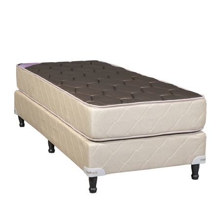 Sommier y Colchon Maxiking Armonia 1 Plaza 80x190x22cm Espuma de Alta Densidad Tela Sarga de Aldogon