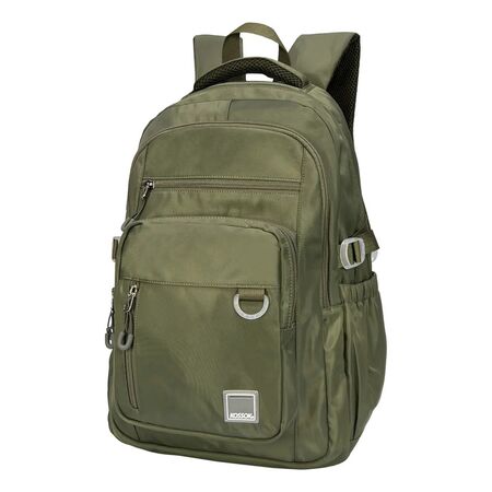 Mochila Kossok Flow Escolar Carry On Porta Laptop Reforzada Verde Militar