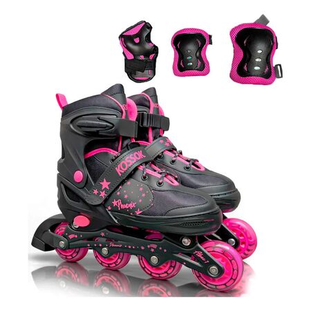 Rollers Phoenix Extensible 3 En 1 + Protecciones + Luz Led Negro M (33-37) 33-37