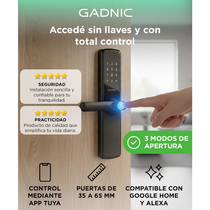 Cerradura Biométrica Gadnic Smart-L Huella Digital Bluetooth - Vista 2