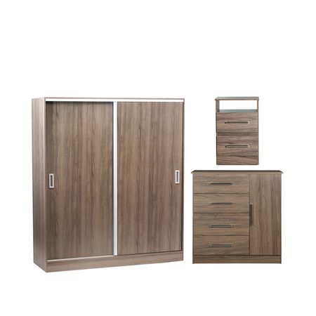 Placard de 2 Puertas Corredizas + Comoda Cajonera + Mesa de Luz Dakota Maximo Fortaleza