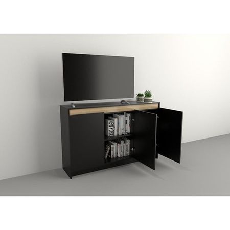 Bahiut Abierto DS Home 3 Puertas 1,35 m Negro Olmo 135x85x38 cm