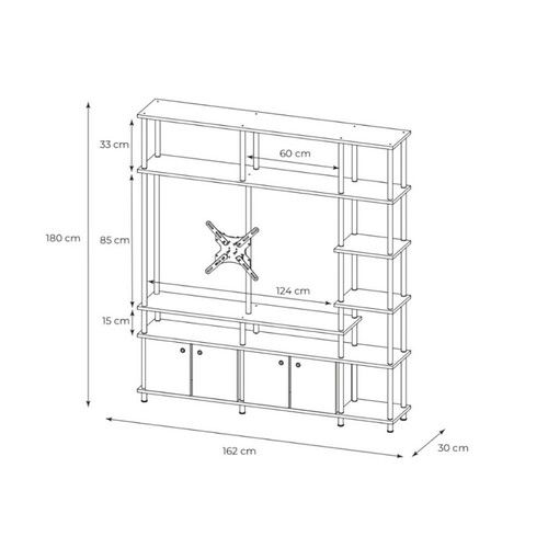 Rack de TV Industrial DS Home 180 x 30 x 162 cm Roble Atakama - Vista 3