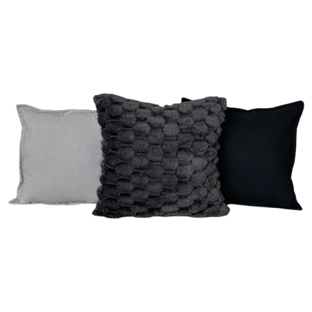 Pack X 3 Almohadones Tusor 40x40 y Peludo 45x45 Nordico cama