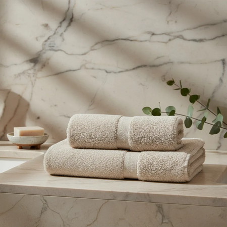 Juego Toalla Y Toallón Franco Valente 400g 100% Algodon Beige