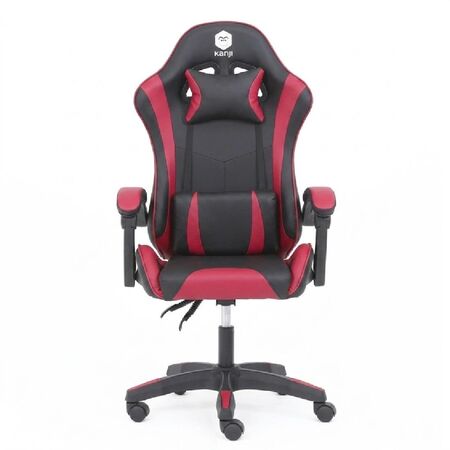 SILLON GAMER KANJI KJ-395T-BR ERGONOMICO RECLINABLE 135 GRADOS NEGRO Y ROJO