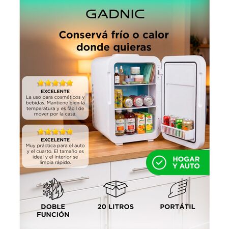 Mini Heladera Portátil Gadnic 20L Frío Calor Para Cosmeticos y Hogar