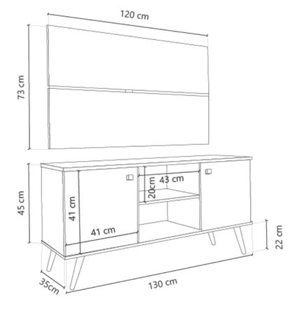 Rack Escandinavo Para Tv Audio Delos ESC 881 Gris Cubanita