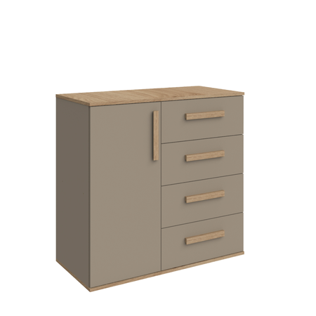 Comoda 1 Puerta 4 Cajones Dna04rkga Roble Kendal/Gris Arcilla Delos