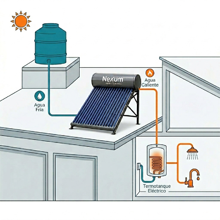 Termotanque Solar Nexum Termosifónico 100 Litros Acero Inoxidable con Soporte - Vista 5