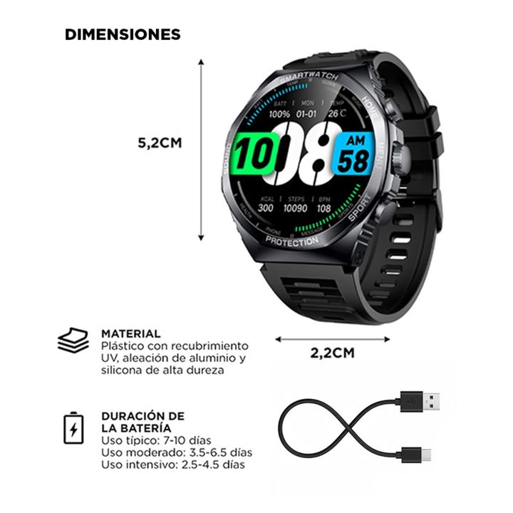 Reloj Smartwatch Gadnic Inteligente Función Llamada Pantalla táctil - Vista 7