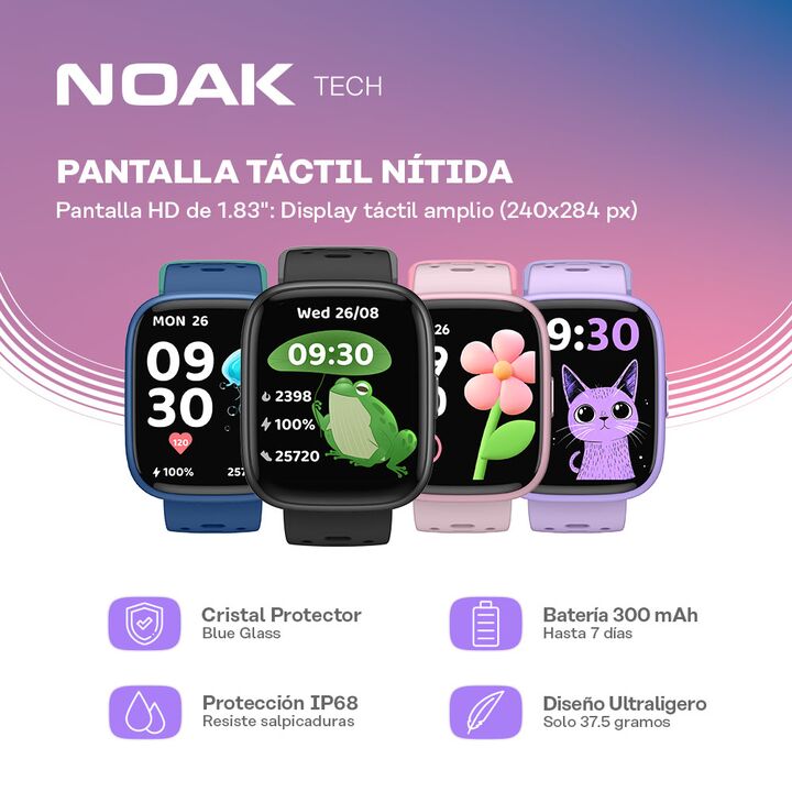 Reloj Inteligente Smartwatch Noak Negro y Auriculares Unicornio Niños Havit Rosa - Vista 2