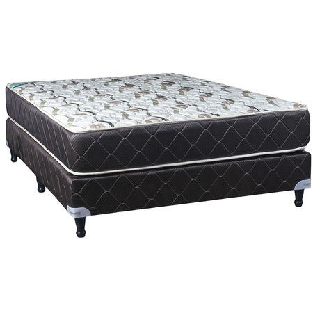 Conjunto Sommier y Colchon de Resorte Bonell Maxiking Esmeralda 2 Plazas 130x190x26cm Doble Marco Perimetral de Espuma Tela de Jackard Belga