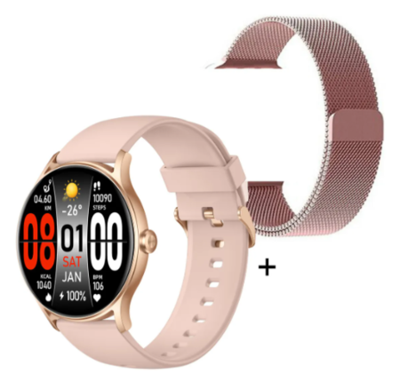 Smartwatch Nictom rosa + malla metálica rosa