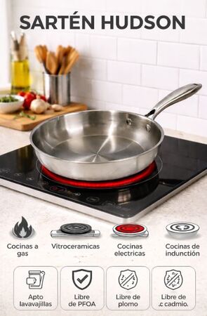 Sartén Hudson Triple Fondo 24 Cm Antiadherente Acero Inox