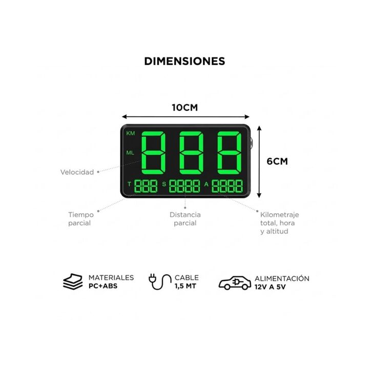 Velocimetro Auto Gadnic Digital Gps Reloj Tablero - Vista 6