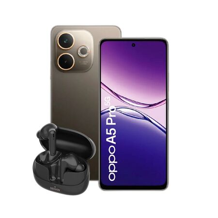 Combo Oppo A5 Pro 5G 8+256GB Mocha + Auriculares TWS Dekkin Negro