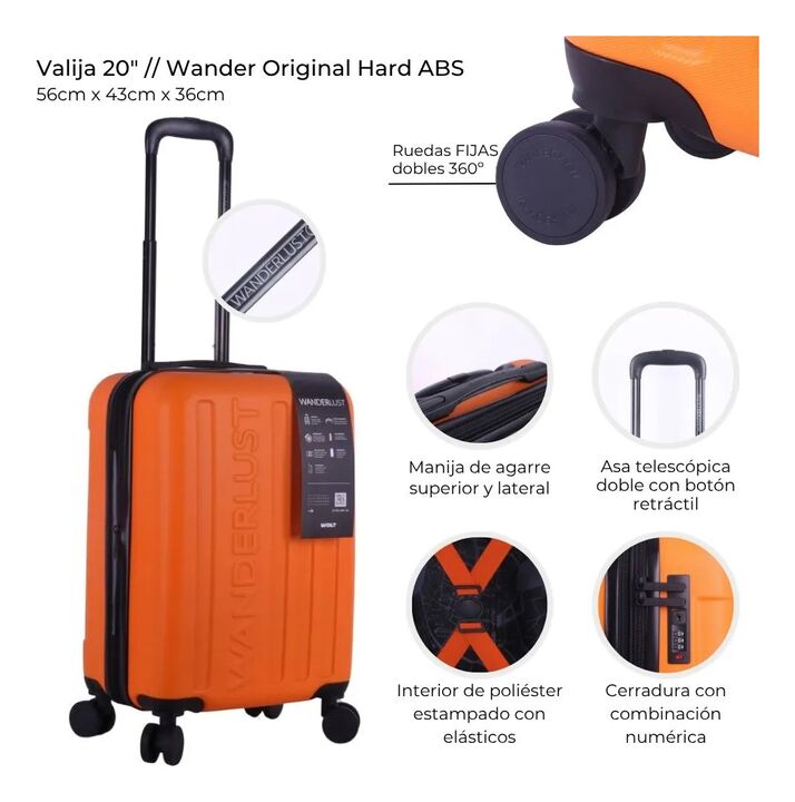 Valija Wanderlust Hard Abs 20 Pulg Expandible Naranja 41112 - Vista 8