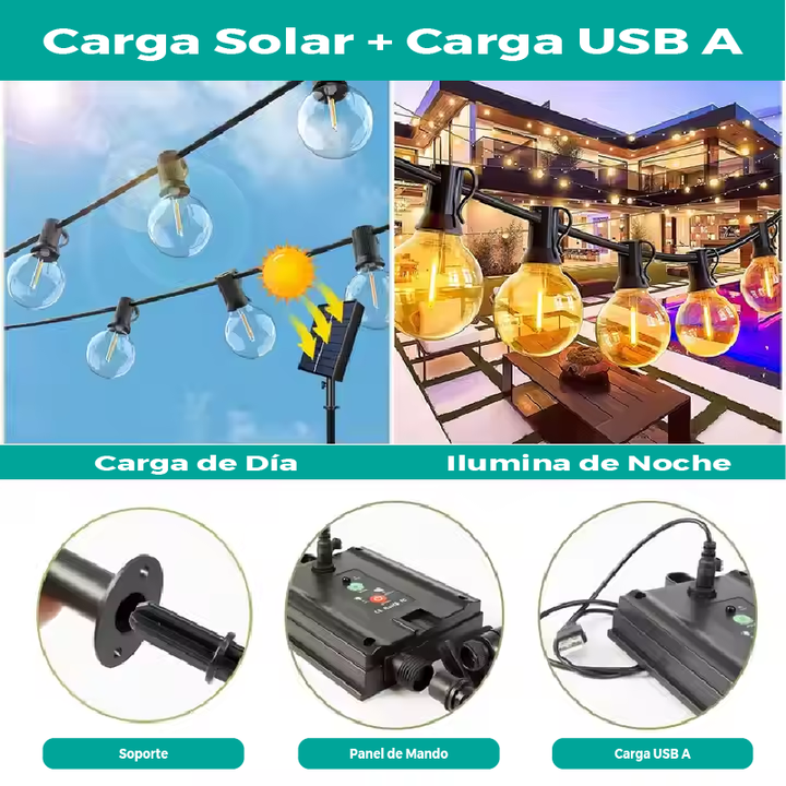 Guirnalda Solar Nexum Tira de 18 Metros 30 Focos - Vista 2