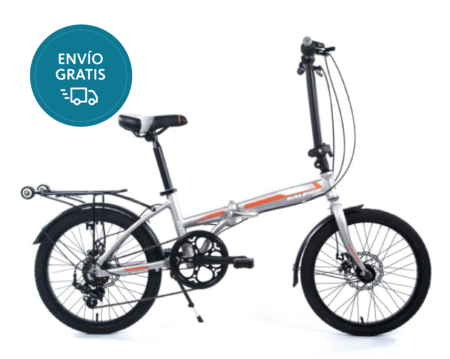 Bicicleta Plegable Raleigh Straight / Gris / Cuadro de aluminio / Frenos a disco mecanico / 6Vel. / Rodado 20"