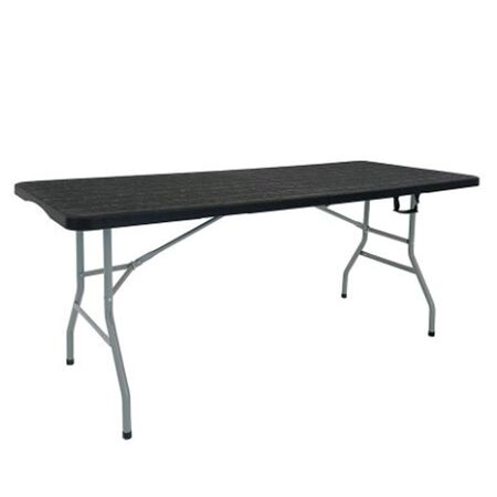 Mesa Plegable Multiuso Con Estructura De Acero 1.80 Mts Garden Life T408001 Negro