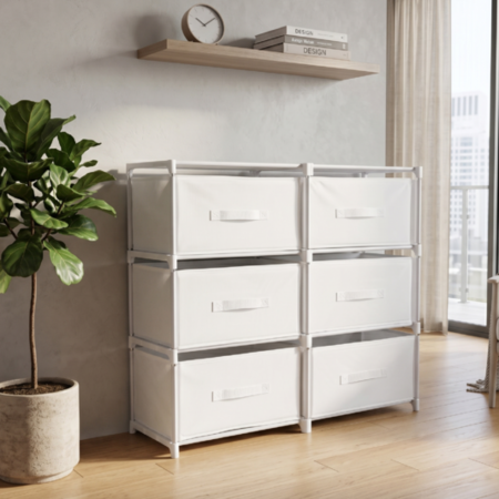 Comoda Cajonera 6 Cajones Waggs Mueble Organizador Portatil Blanco
