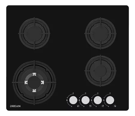 Anafe A Gas Drean Agdr60cnv 4 Hornallas Vidrio Templado Negro