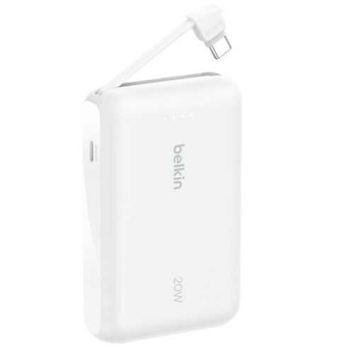 Power Bank Belkin with 20W PD + Integrated USB-C Cable 10K Blanco - Vista 2