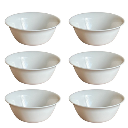 Set X 6 Bowls Compotera 13 Cm Vidrio Templado Blanco