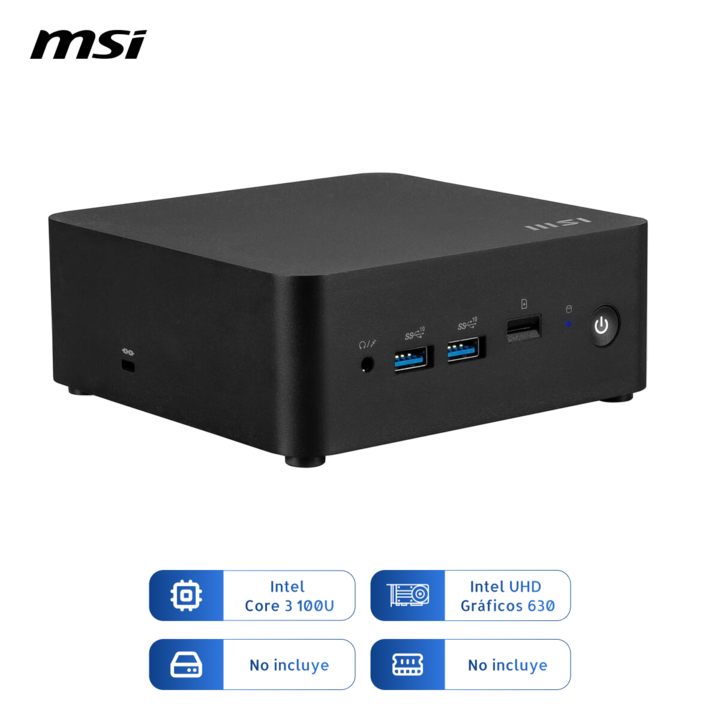 Mini Pc Msi Cubi Nuc 1mg Intel Core 3-100u Negro - Vista 1