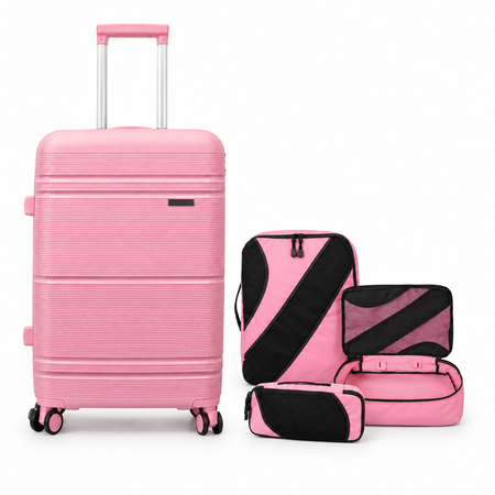 Valija Mediana de viaje Plástico ABS  con candado + Triple Organizador de regalo