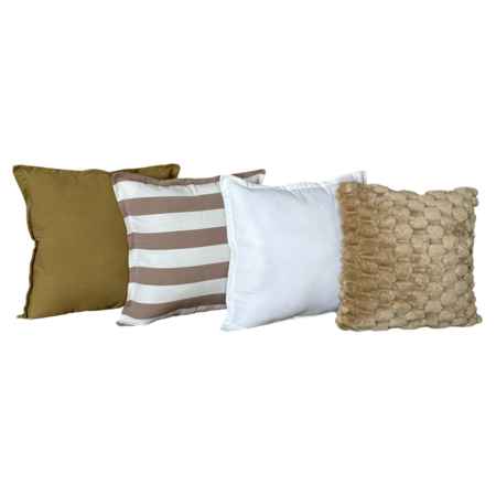 Pack X 4 Almohadones Tusor 50x50 y Peludo 45x45 Nordico cama