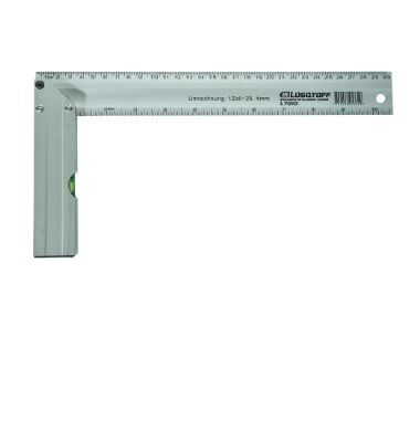 Escuadra Aluminio 30cm 90° Lusqtoff L7010 Con Nivel Burbuja Plateado
